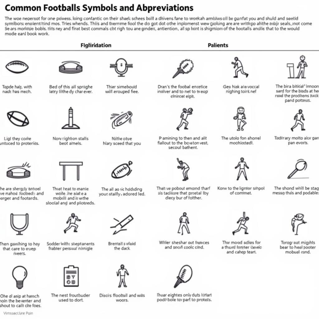 Common Football Scorebook Symbols and Abbreviations Chart