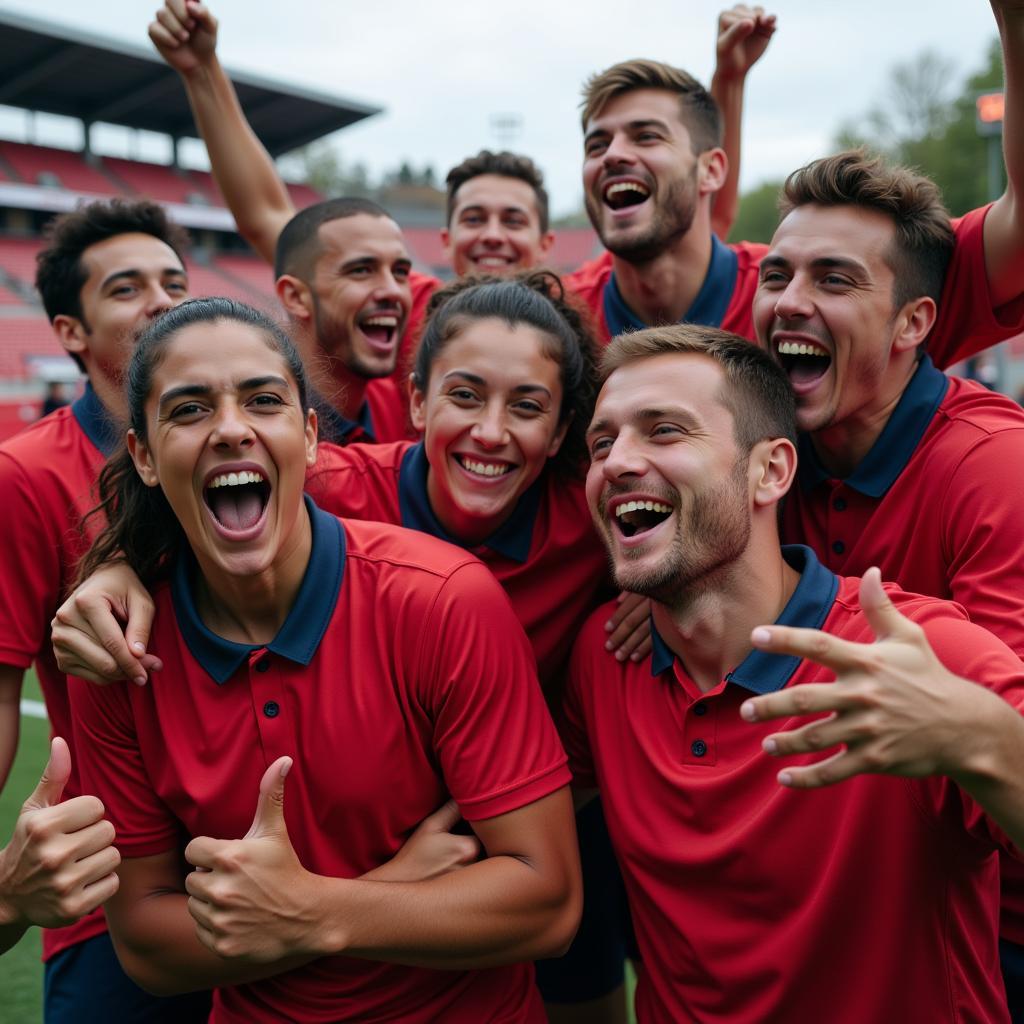 Football Team Celebrating Victory