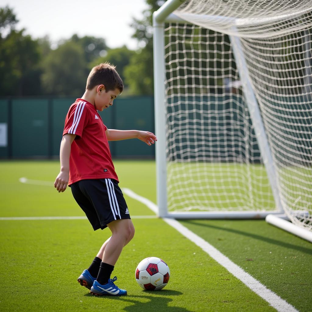 Practicing free kicks with a wall net