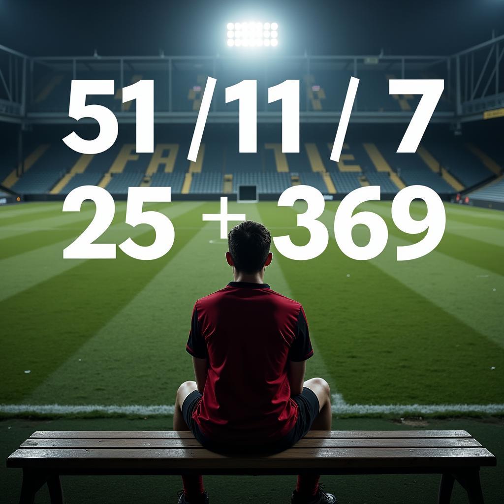 A footballer contemplating the significance of the numbers 51 11 7 255 369