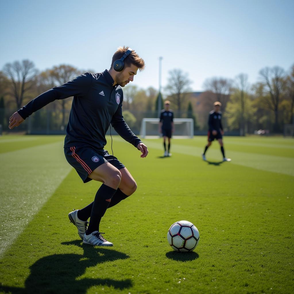 Football Player Utilizing Pro Cube Delay Box for Practice