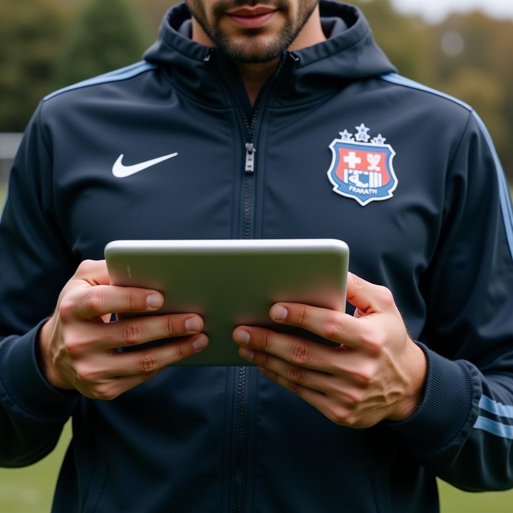 Footballer Watching Documentary on Tablet