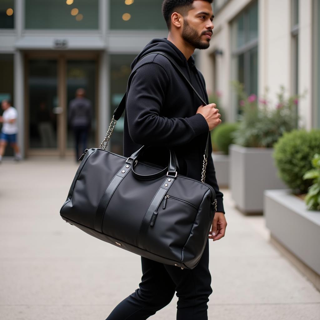 Footballer Carrying a Numero 10 Bag