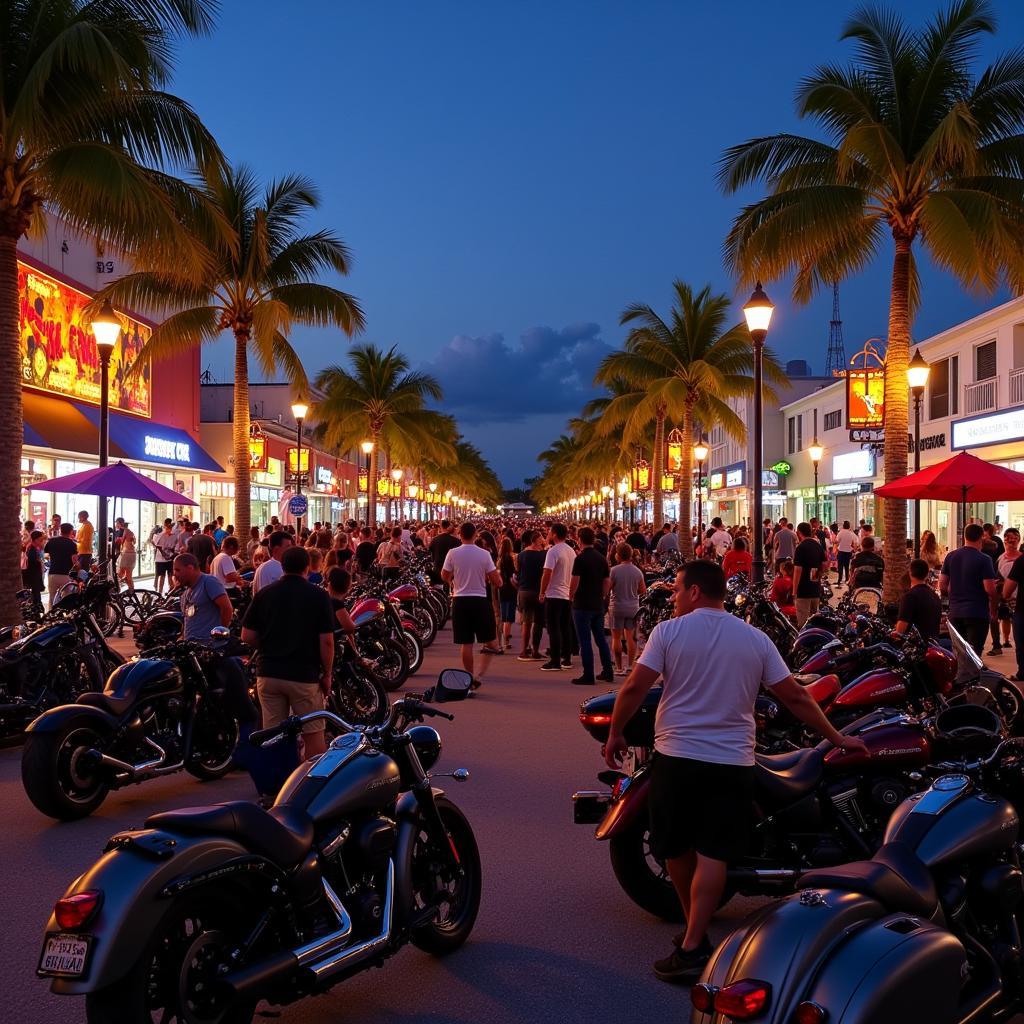 Fort Myers Bike Night Crowd Scene