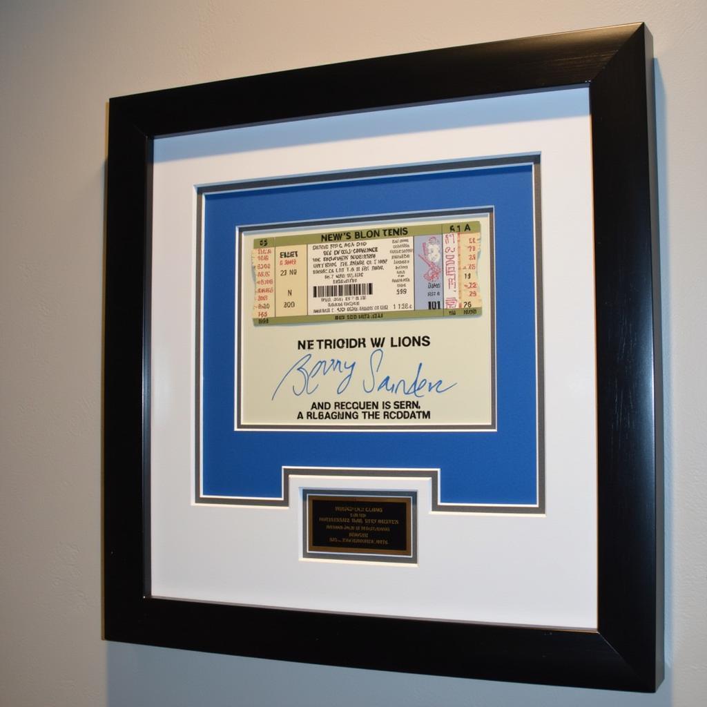 Framed Barry Sanders Autographed Lions Ticket