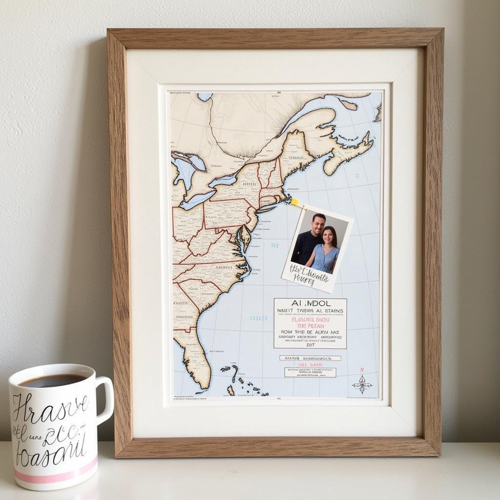 Framed Map of Where We First Met as a Personalized Gift