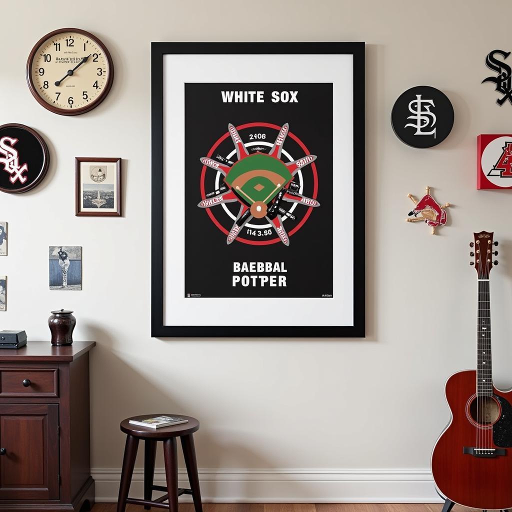 Framed White Sox Poster Displayed on a Wall