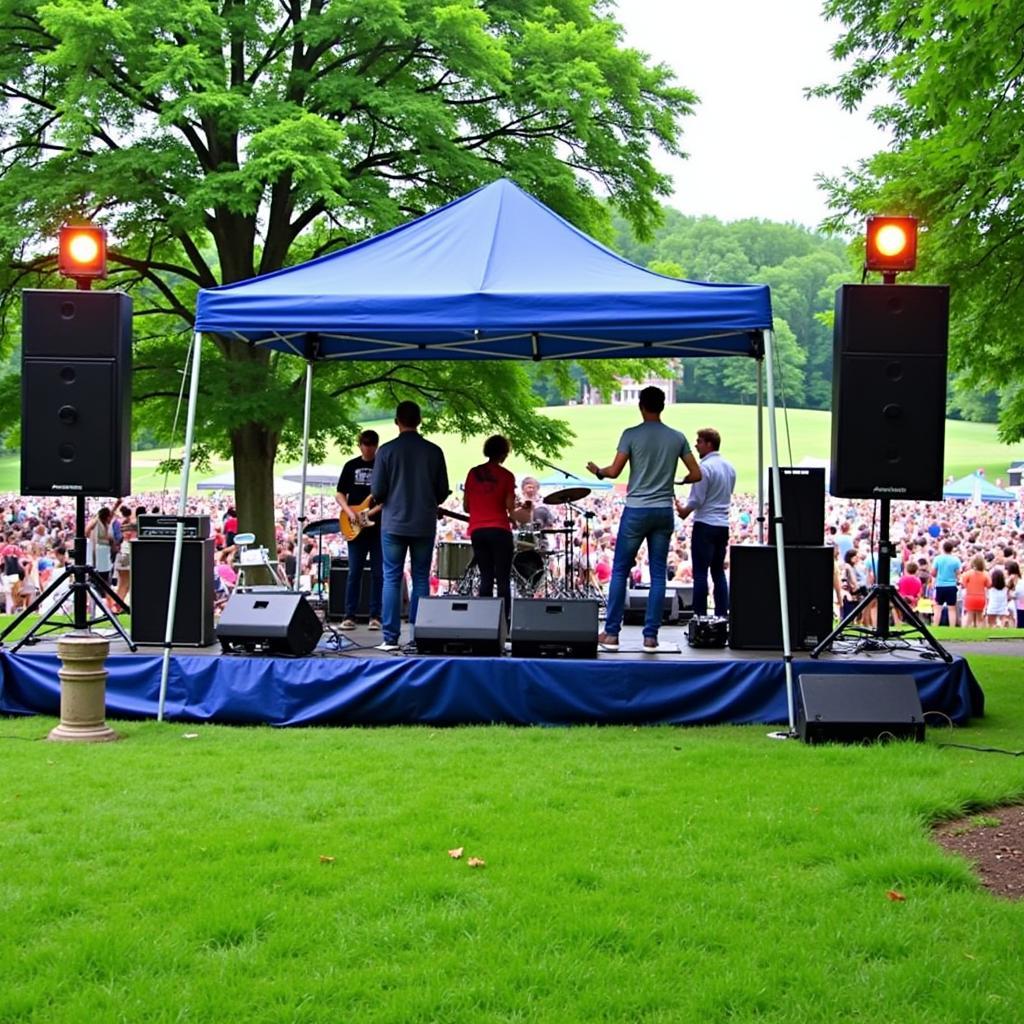 Band Performing Live on Stage at Frankfort Concerts on the Green