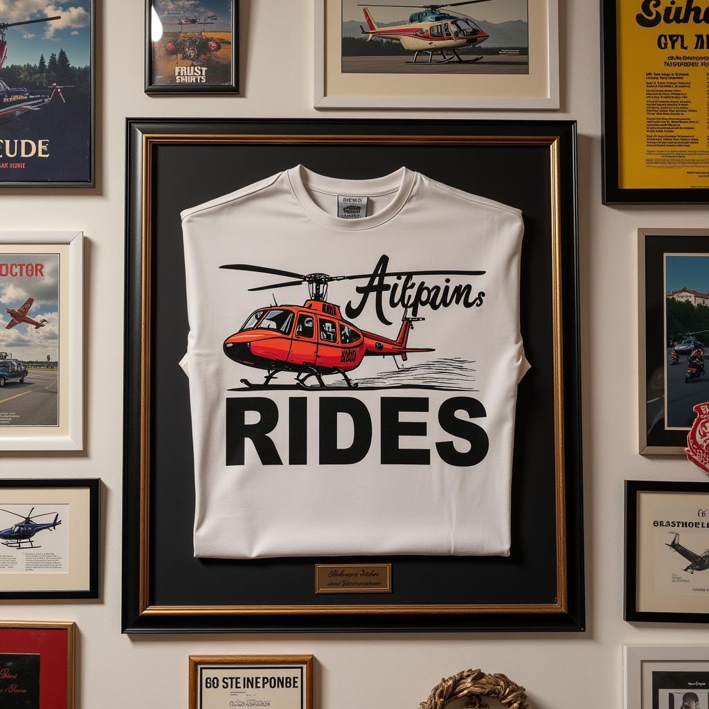 Collector Displaying Rare Free Helicopter Rides Shirt