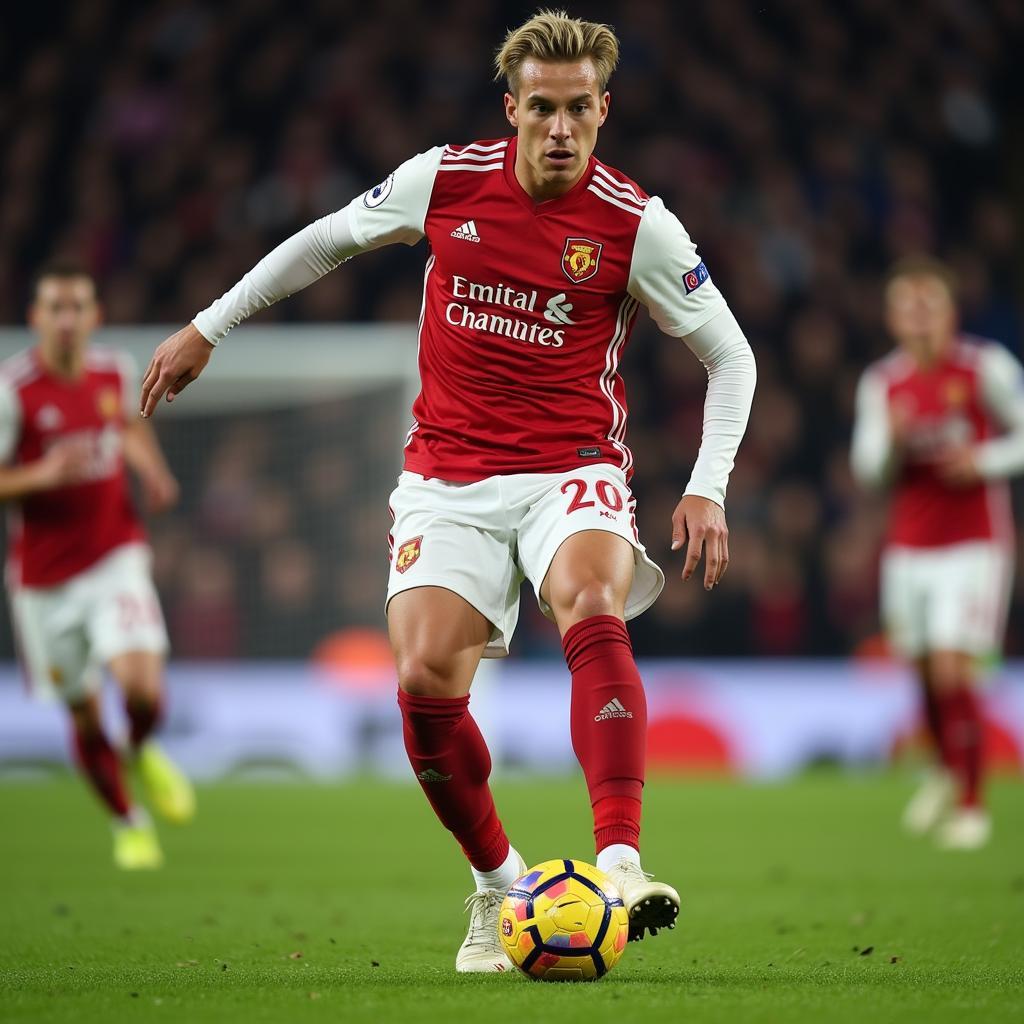 Frenkie de Jong demonstrating ball control with mat socks