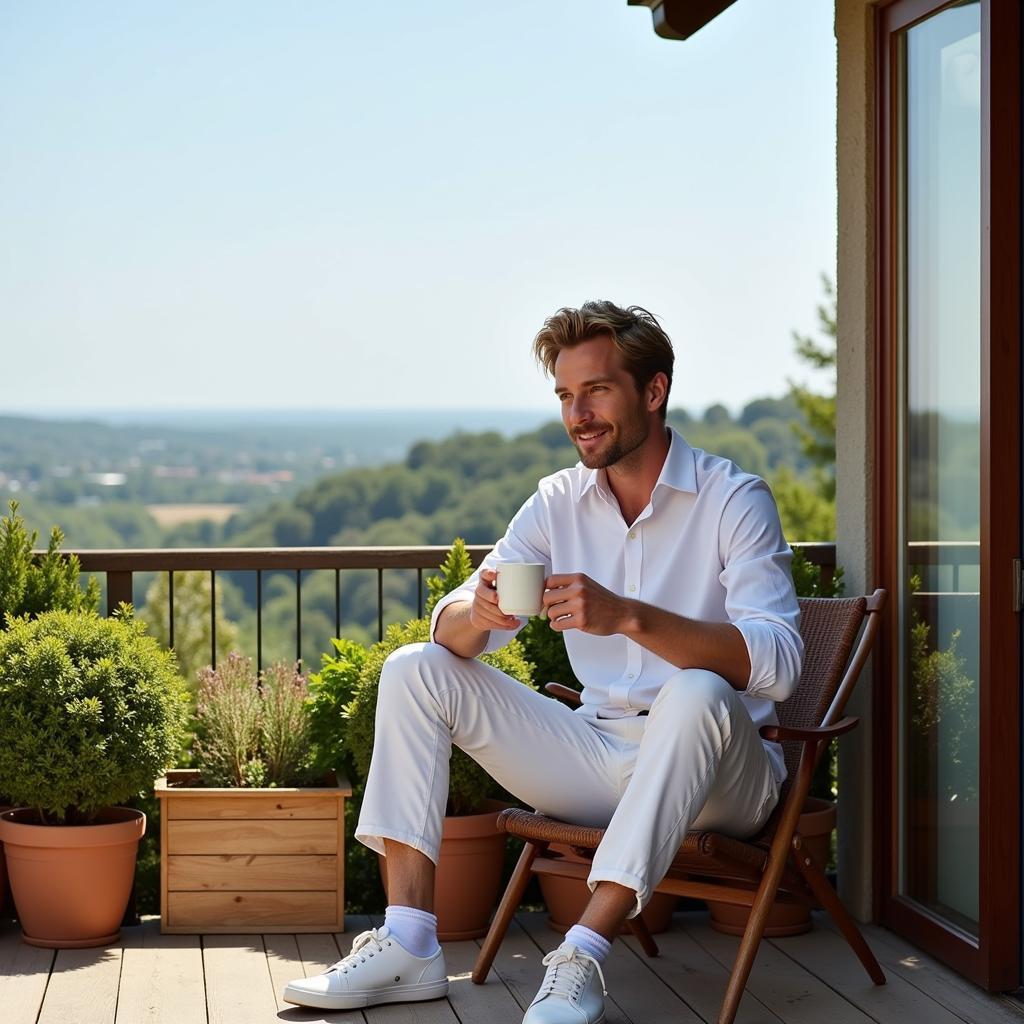 Frenkie de Jong Enjoying a Cup of Coffee