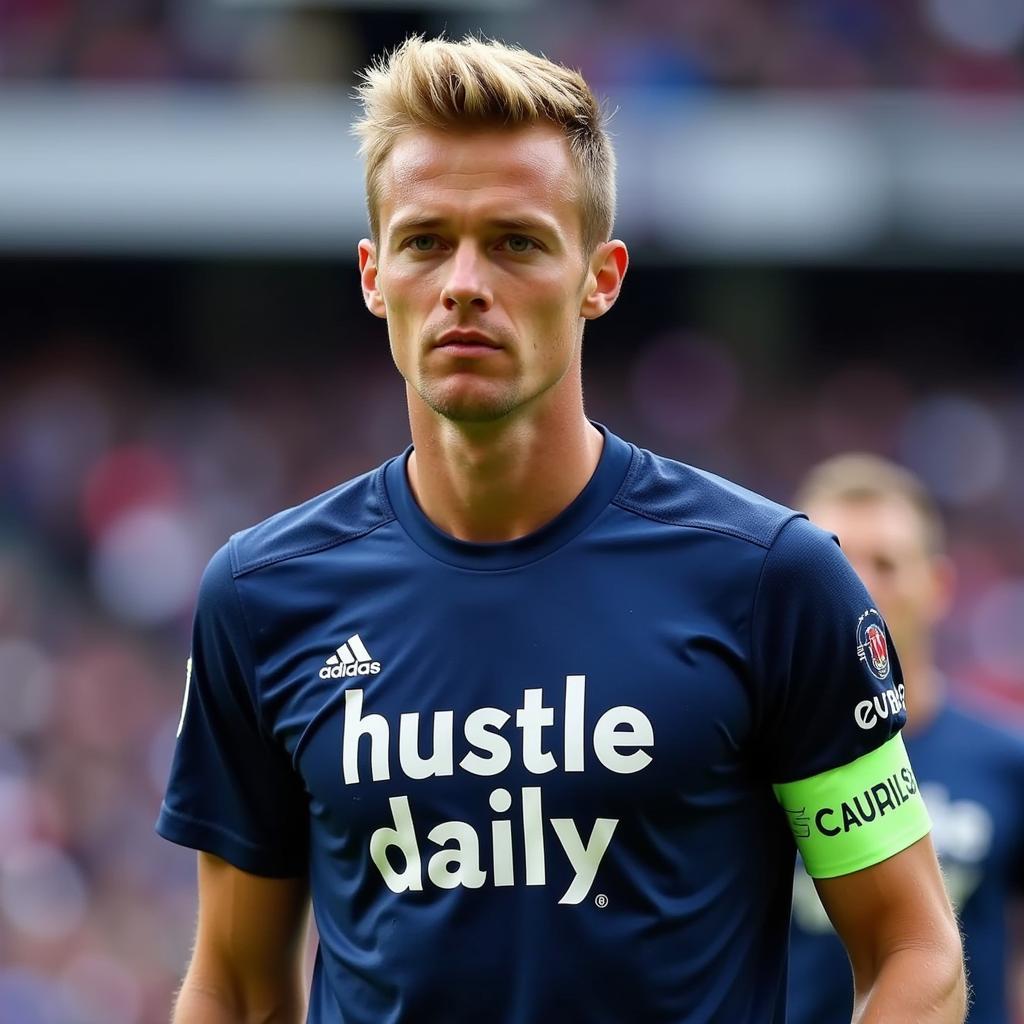 Frenkie de Jong wearing a Hustle Daily T-Shirt on game day