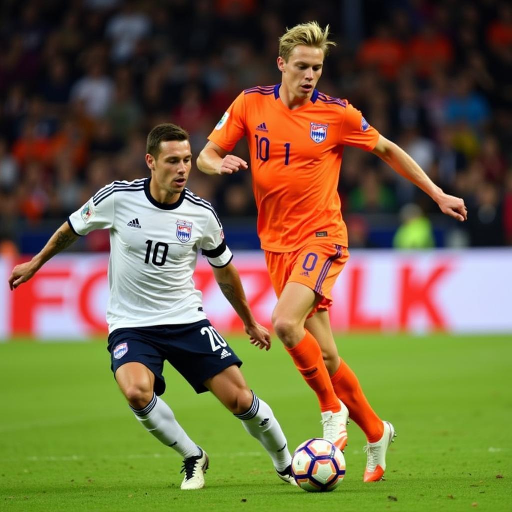 Frenkie de Jong making his international debut for the Netherlands in 2015