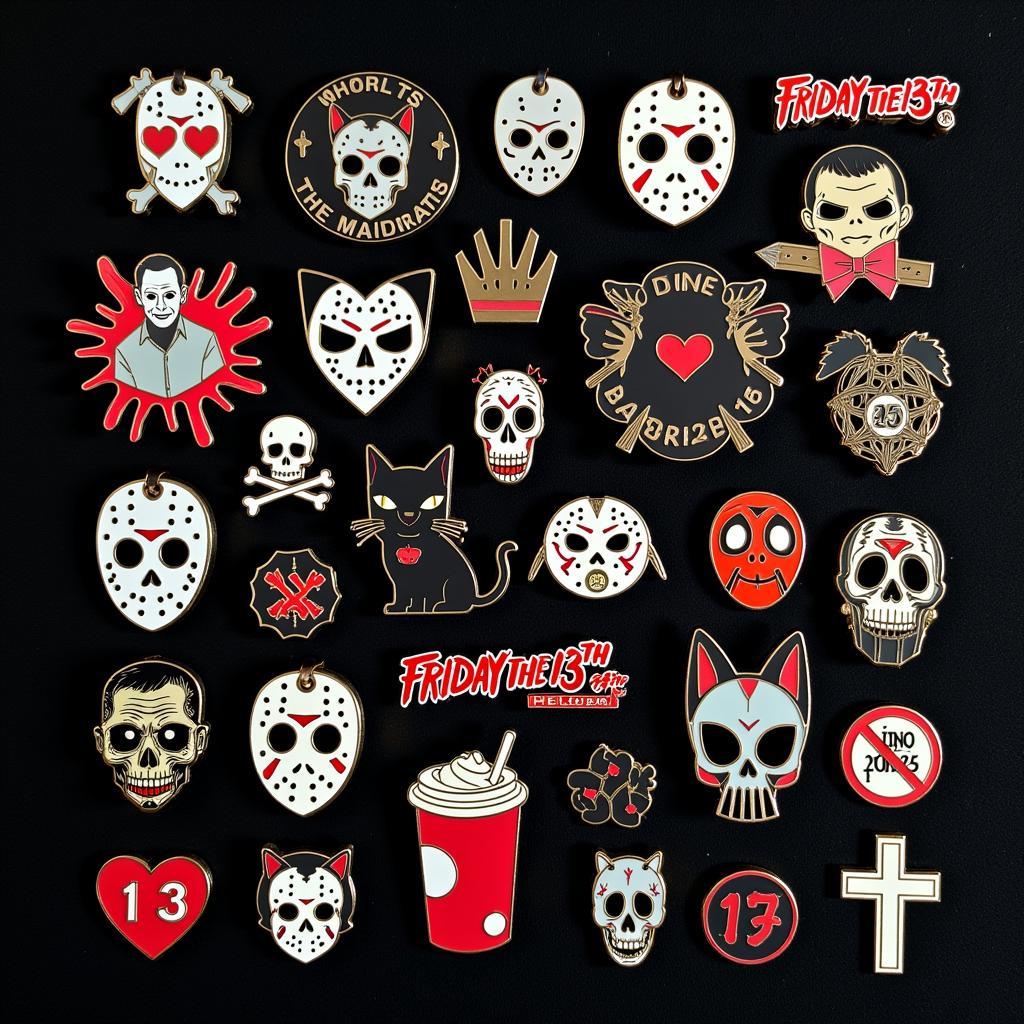 Collection of Friday the 13th Enamel Pins