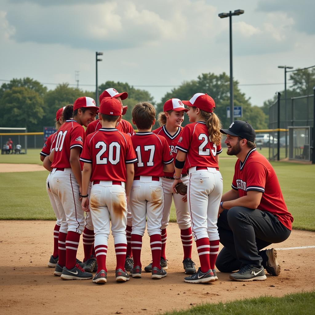 Friendship League Baseball Team Huddle