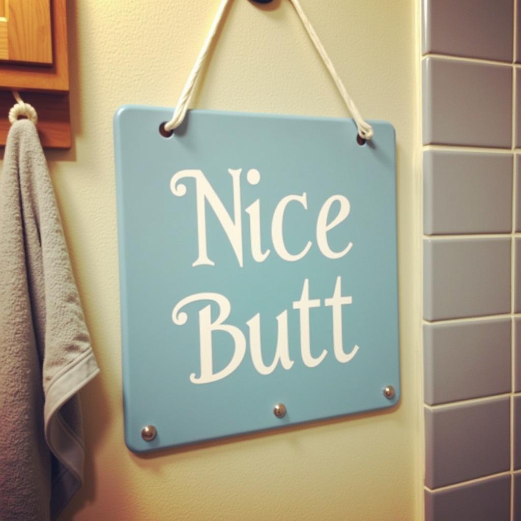 Funny Bathroom Metal Sign with Humorous Quote