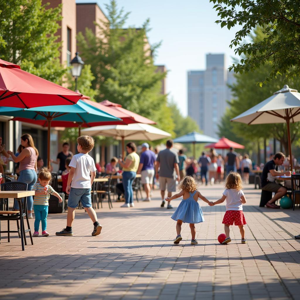 Families enjoying Garden City Promenade