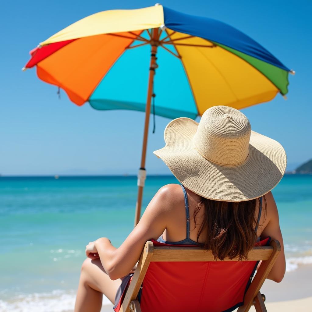 Relaxing on the beach with a get outside hat