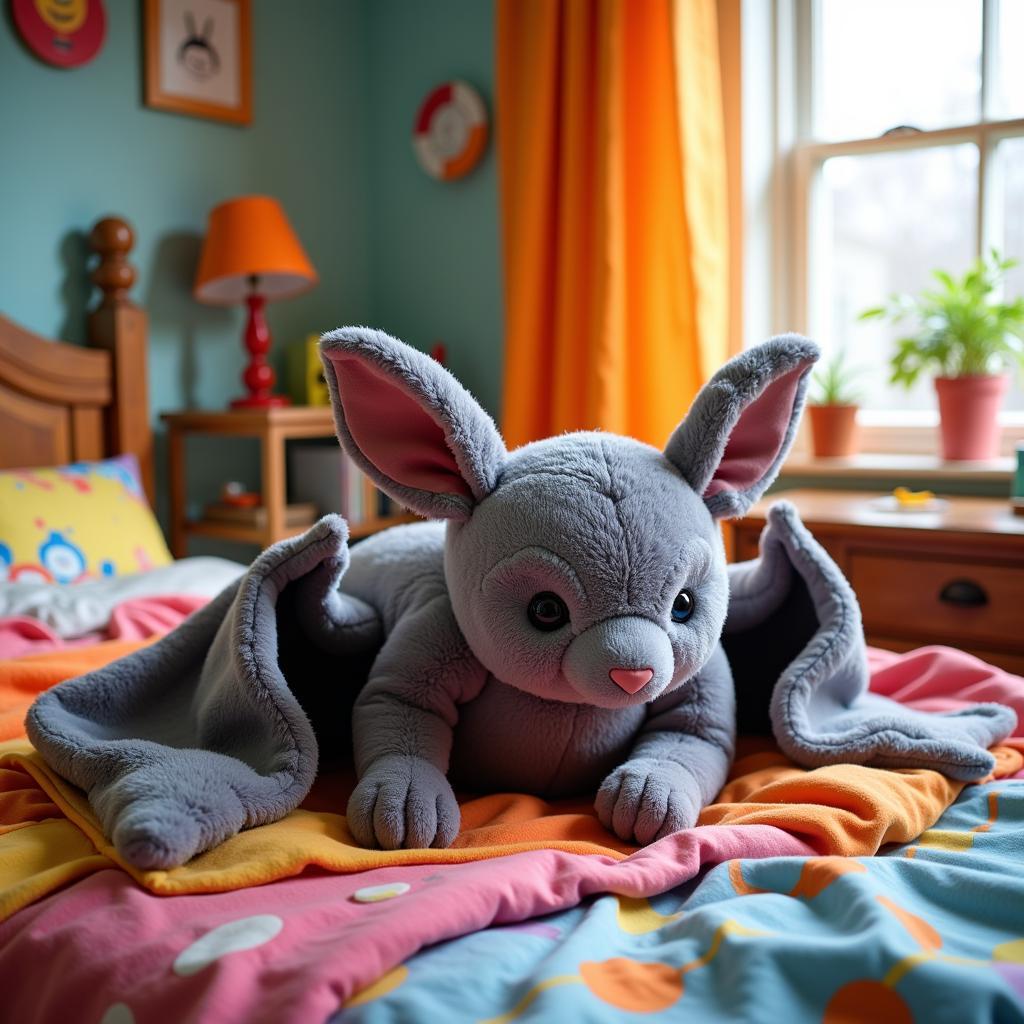 Giant Stuffed Bat in a Child's Room