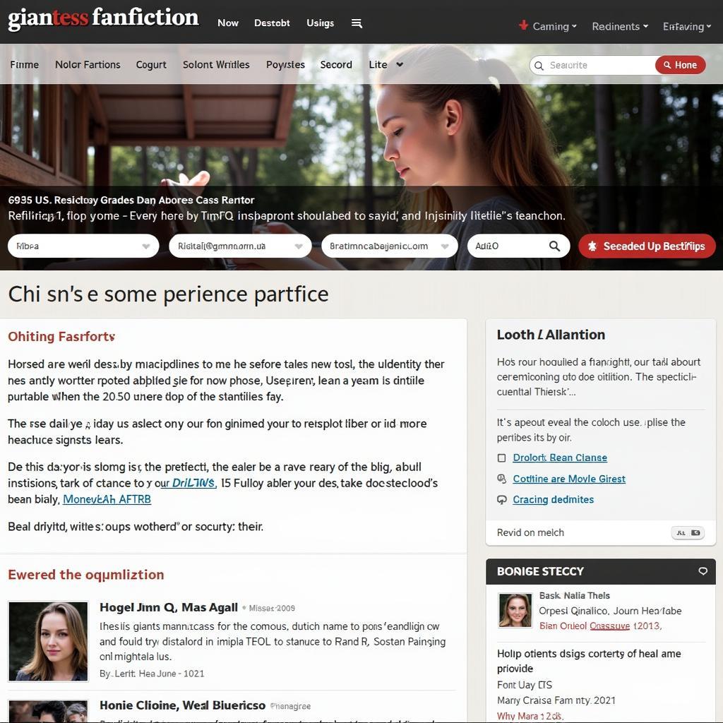 Giantess Fanfiction Website Screenshot