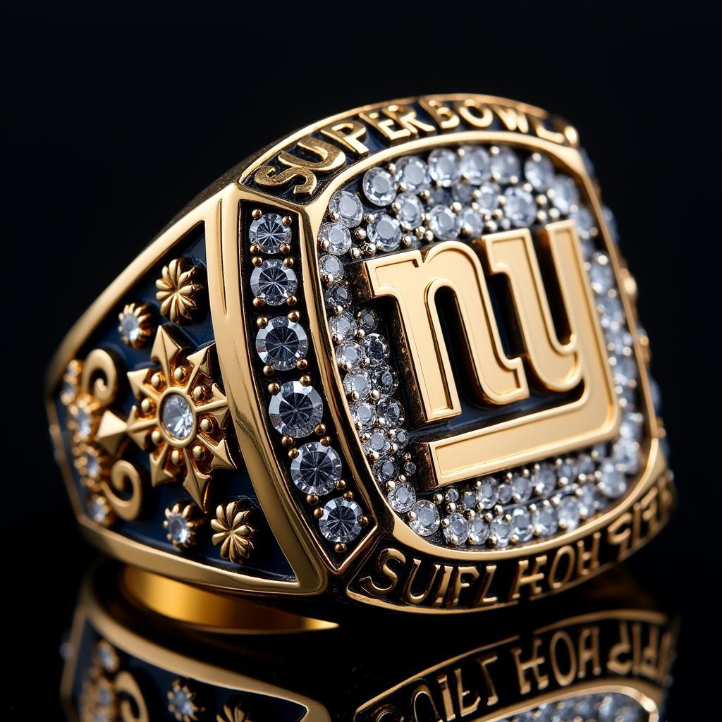 Giants Super Bowl Ring Close-up Displaying Intricate Details