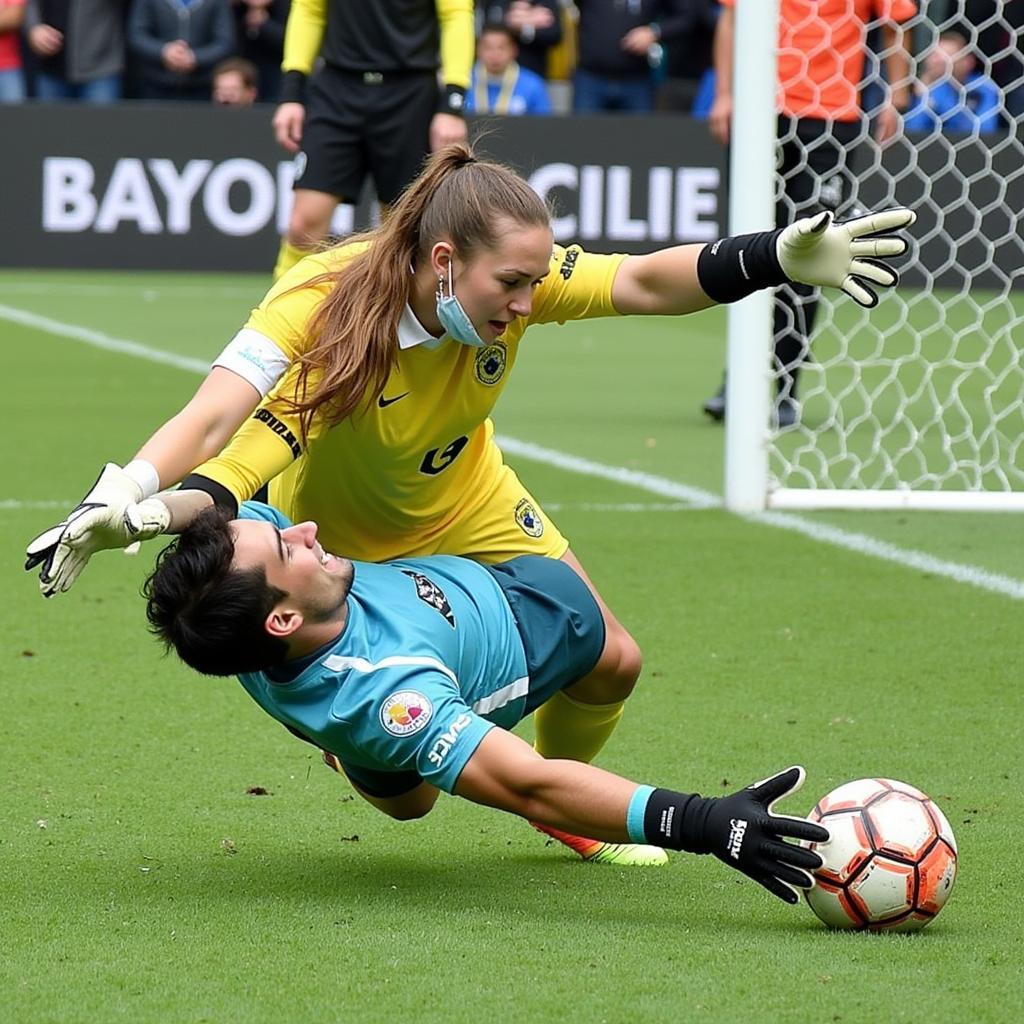 Goalkeeper Making a Save with Hunter Glove