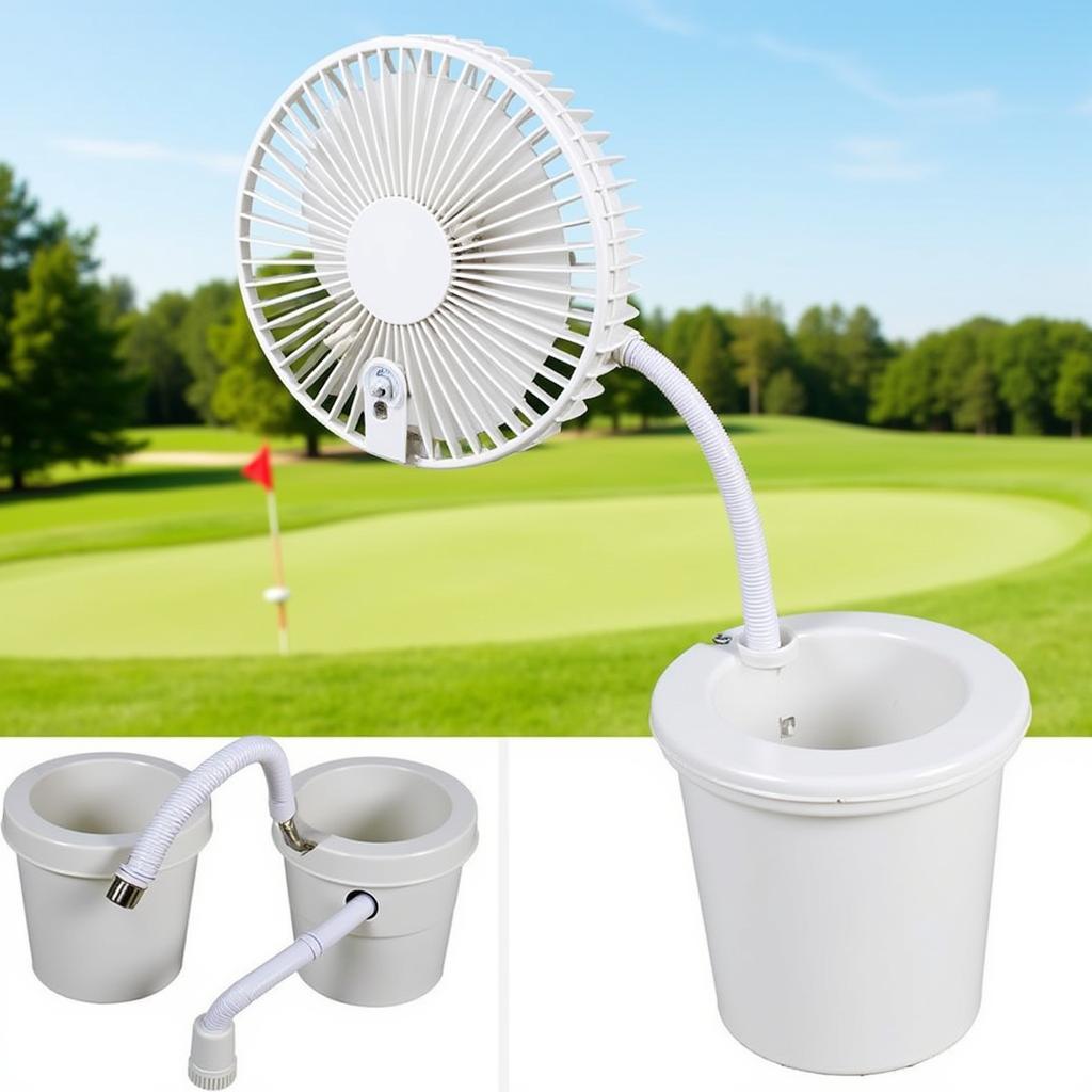 Adjustable Golf Cart Cup Holder Fan