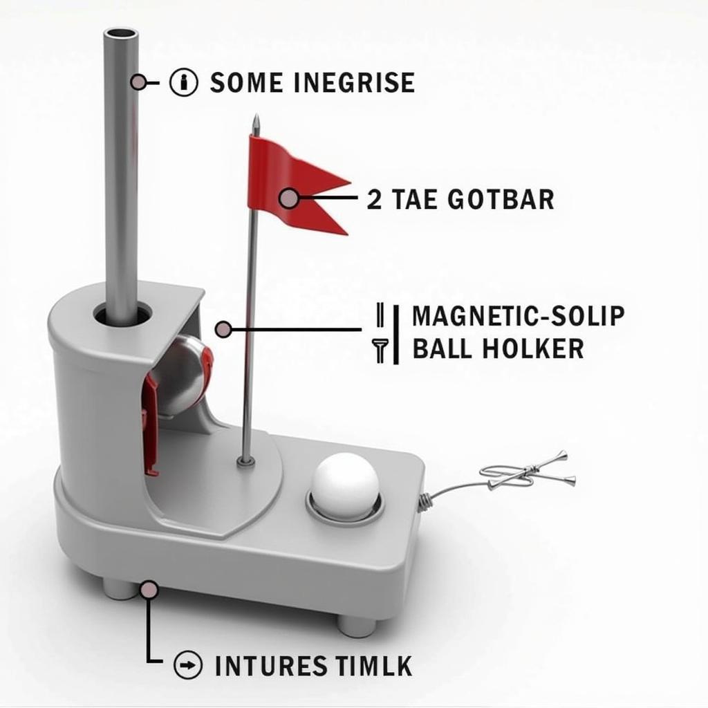 Golf cart flag holder with built-in accessories like a ball marker and tee holder.