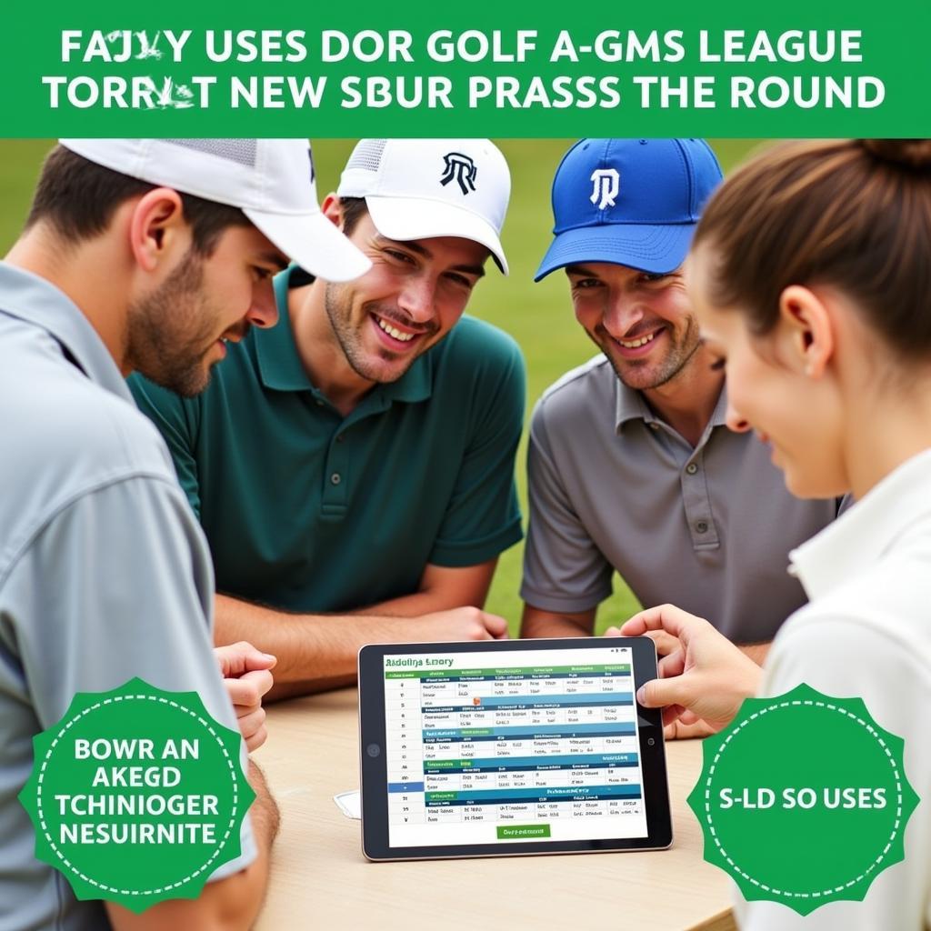 Golf League Members Checking Scores on a Tablet