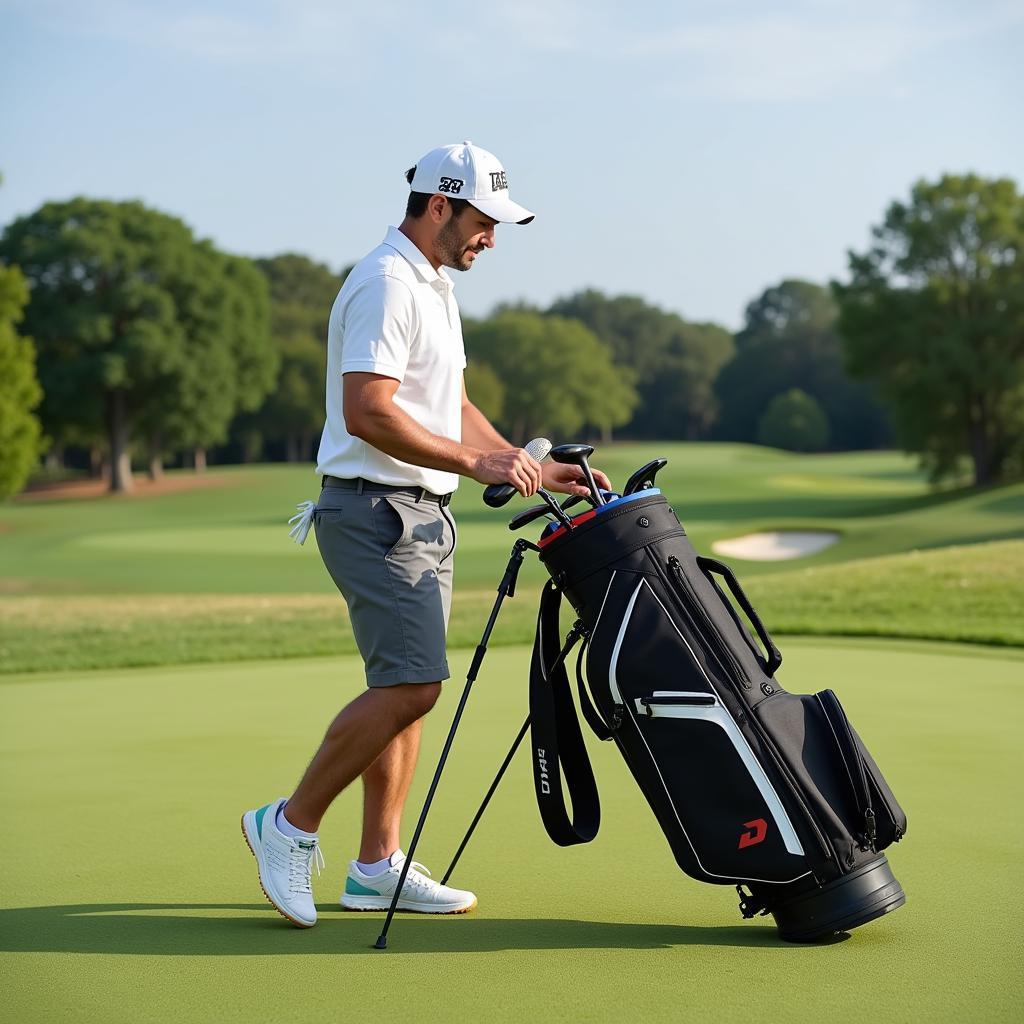 Golfer Using a Dodger Golf Bag on the Course