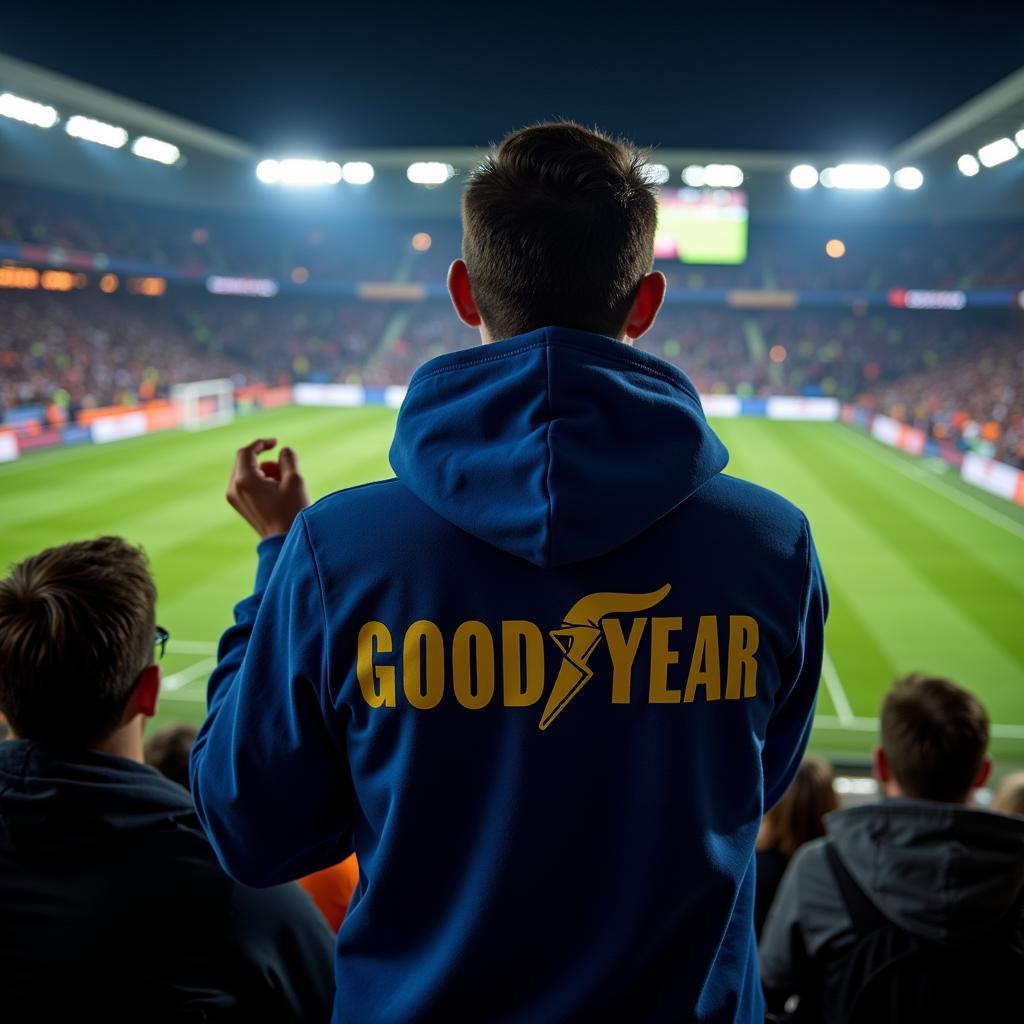 Goodyear shirt worn by a fan