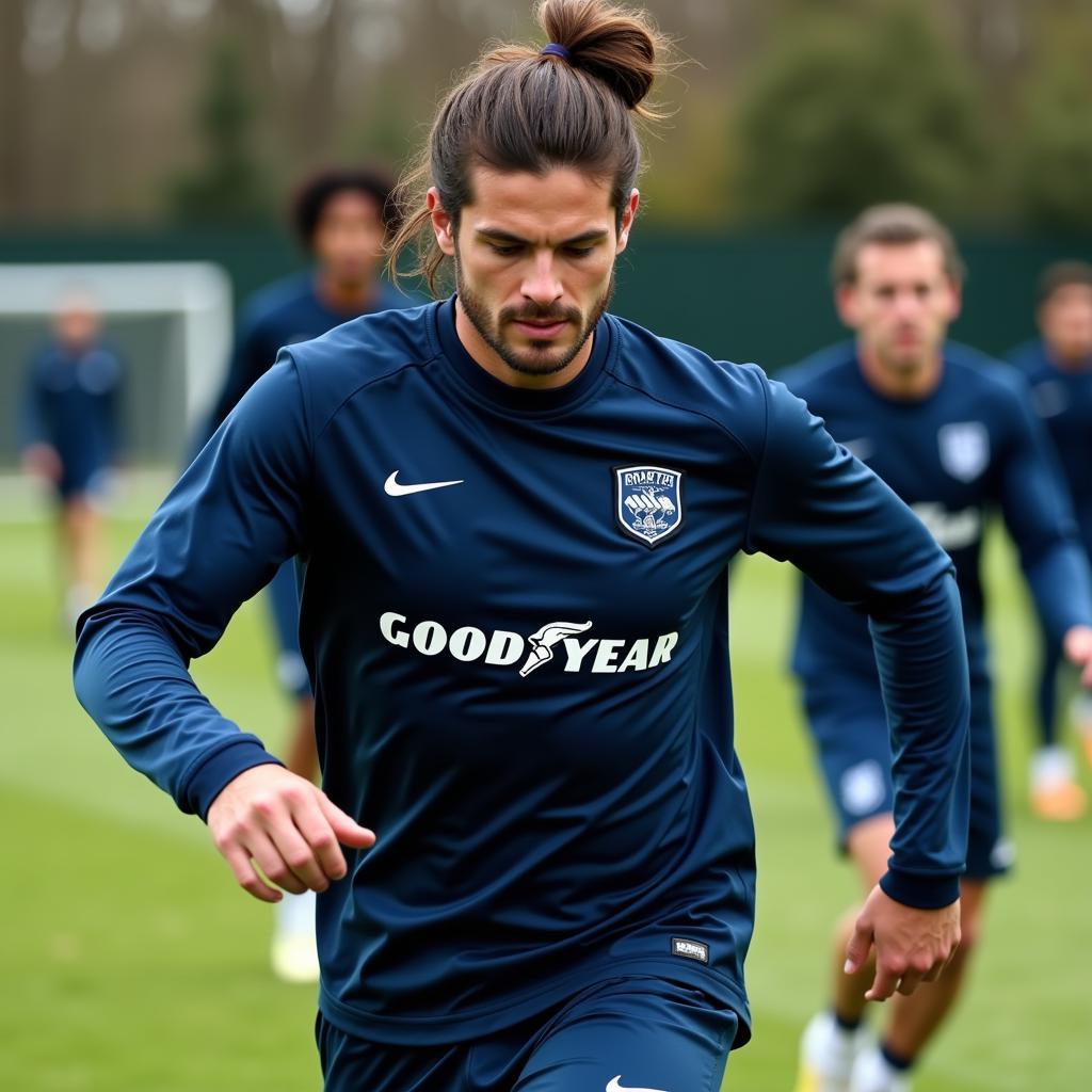 Goodyear shirt worn during football training