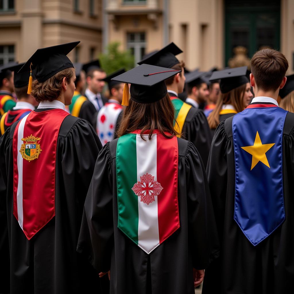 Graduation Ceremony with Students Wearing Country Stoles