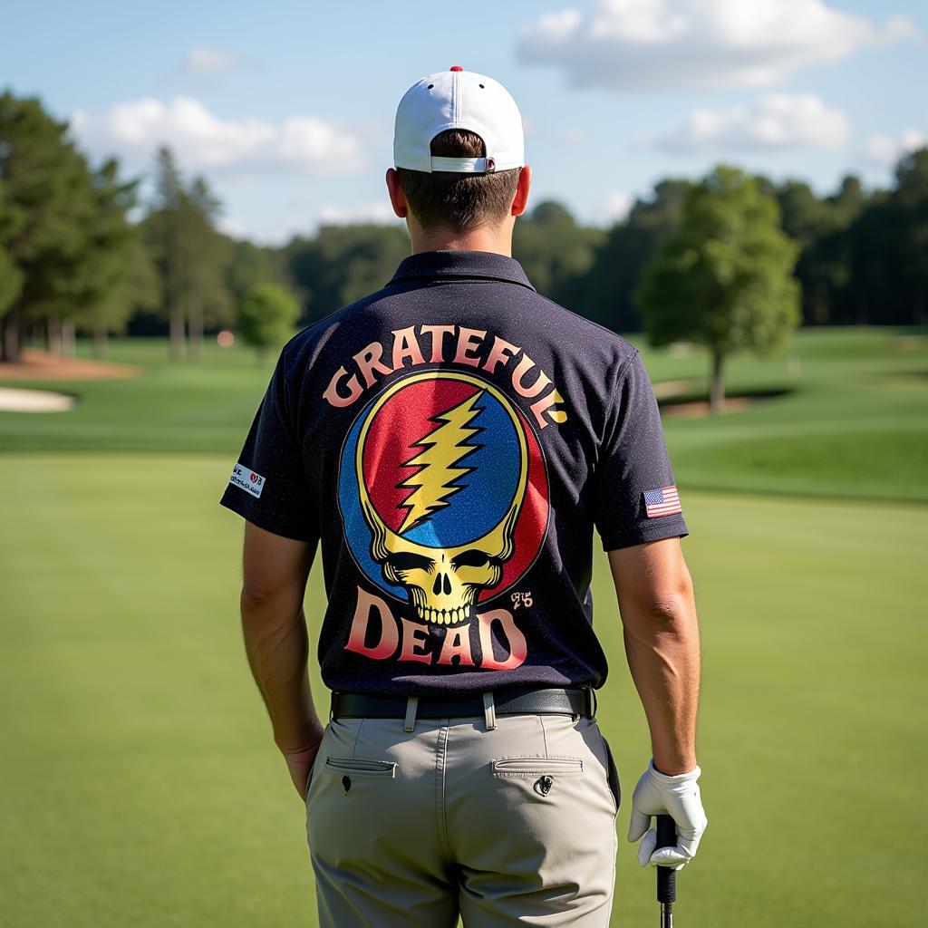 Golfer Wearing a Grateful Dead Golf Shirt on the Course