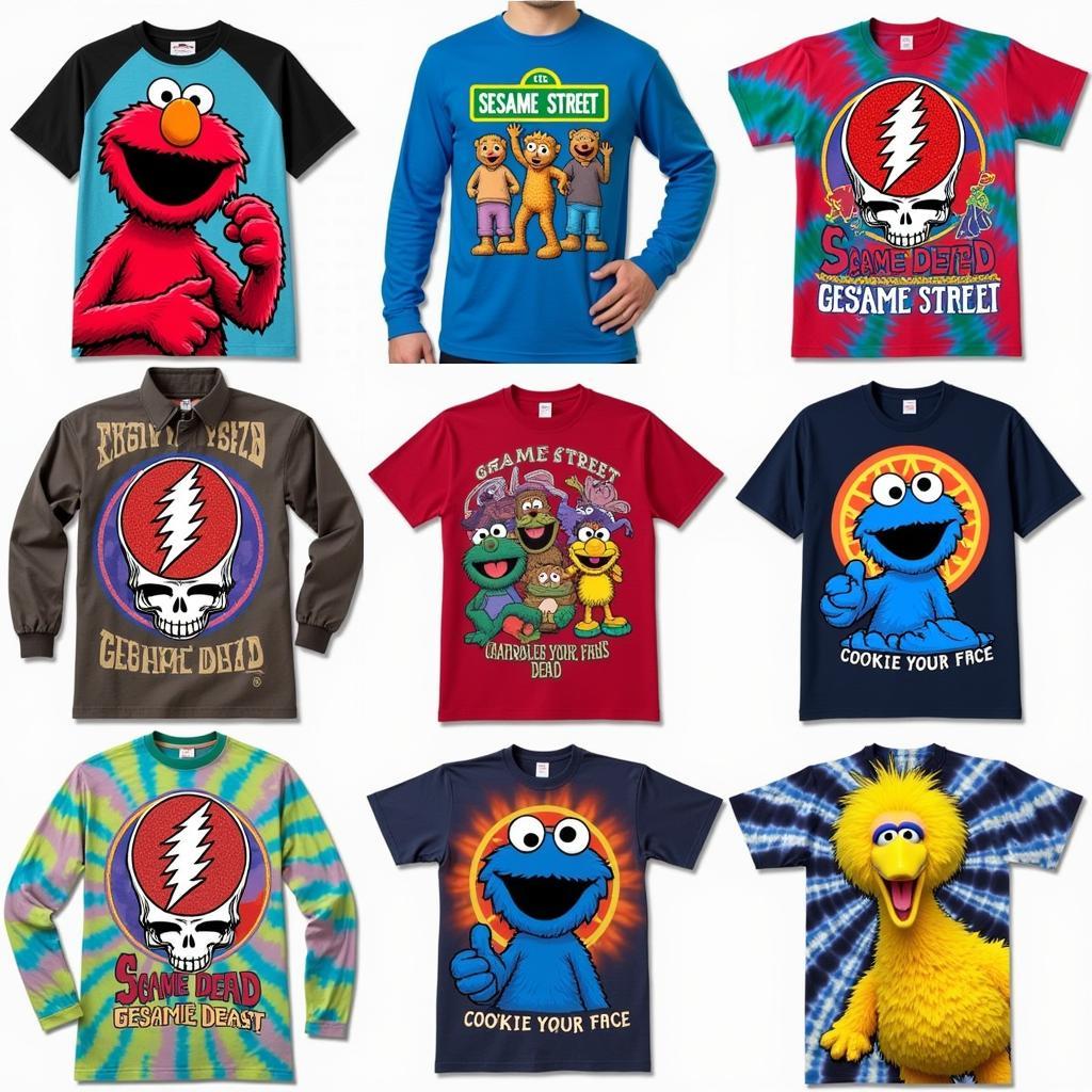 Grateful Dead Sesame Street Shirt Design Variations