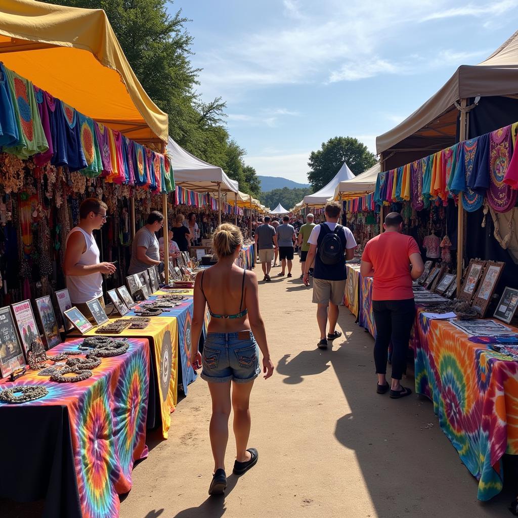 Vendors Selling Tie-Dye and Grateful Dead Merchandise