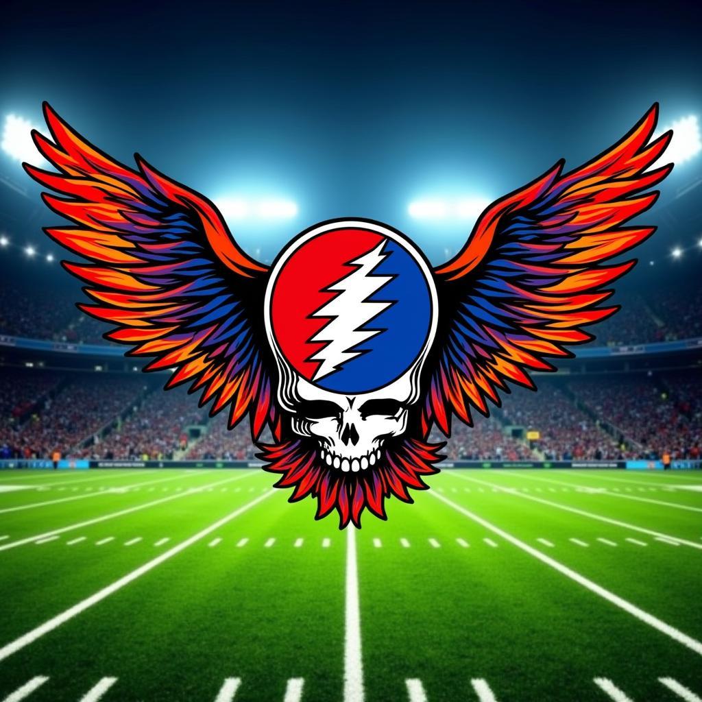 Grateful Dead Wings Soaring Over a Football Field