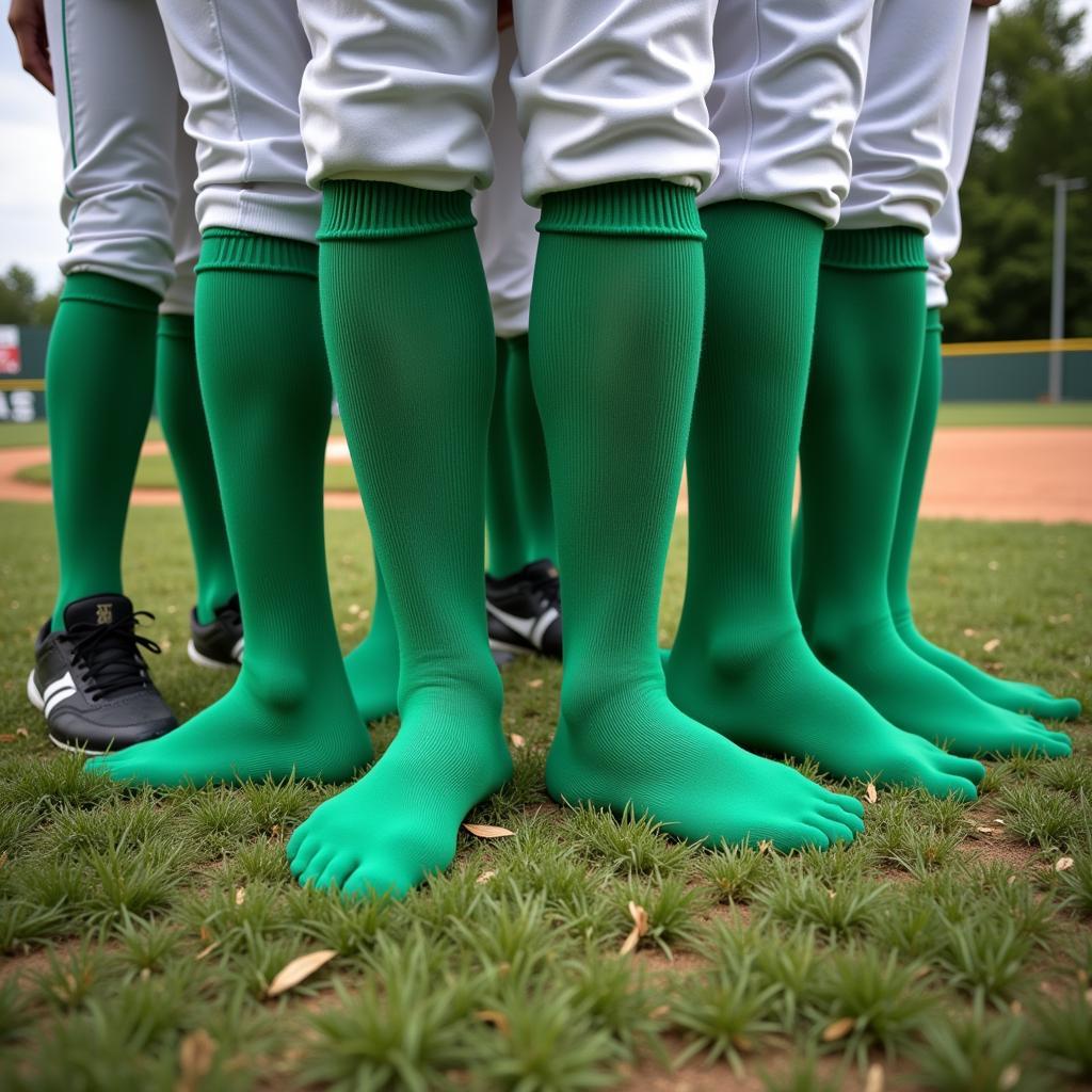 Green Baseball Socks Representing Team Spirit