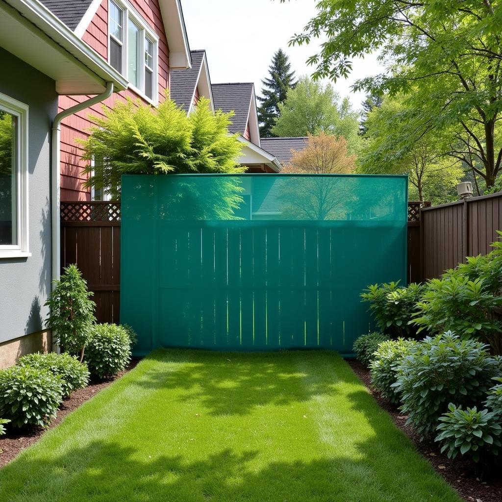 Green Privacy Netting Used in a Garden Setting