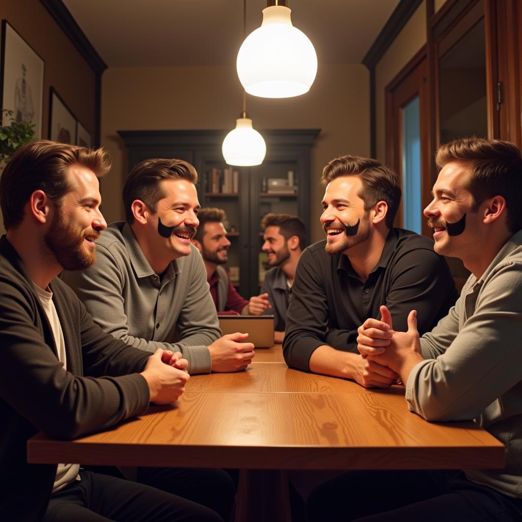 Group of Friends Telling Mustache Jokes