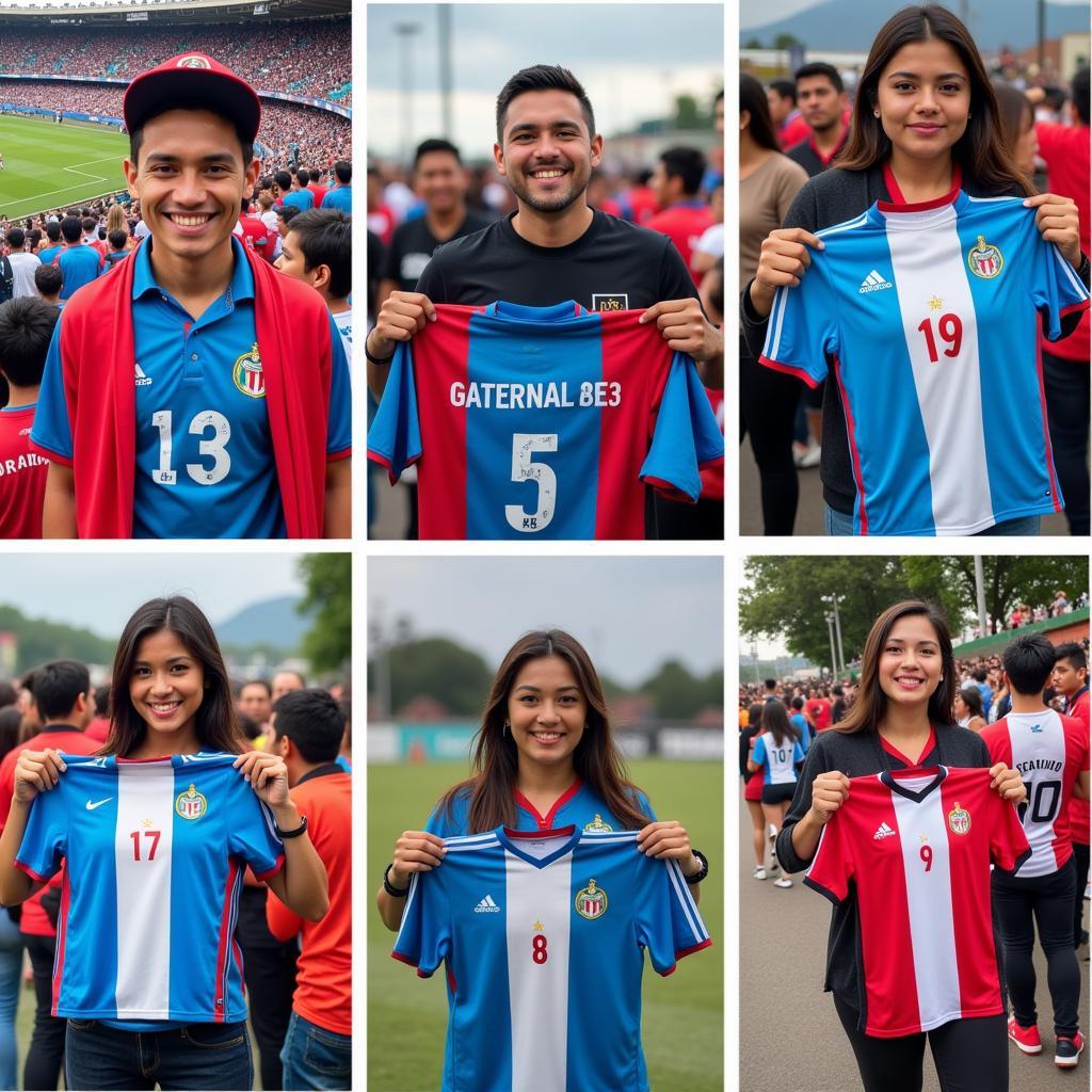 Guatemalan Soccer Fans: Images of fans proudly wearing their jerseys in different settings – stadiums, homes, celebrations.