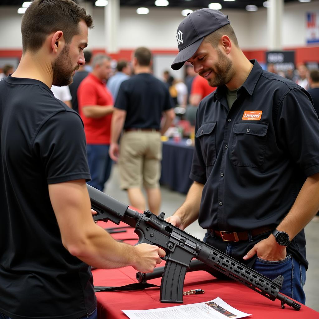 Gun Show Attendee Examining Firearm