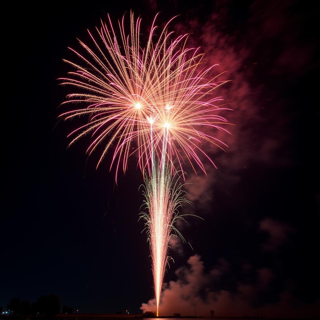 Hammer of Thor Firework Exploding in the Night Sky