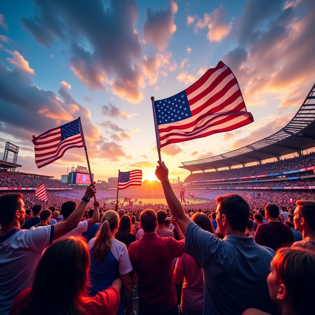 Handheld US Flags at Sporting Events