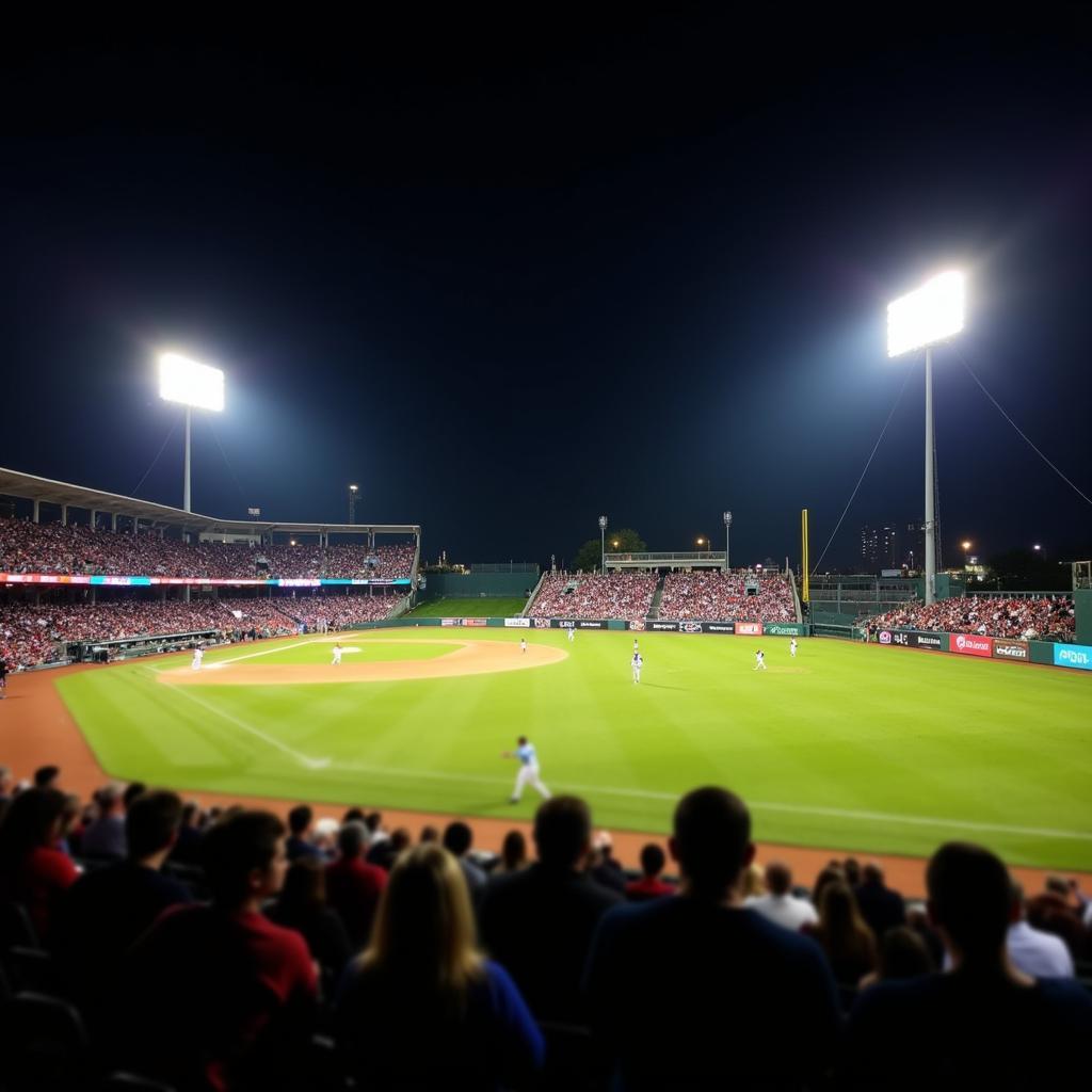 Floodlit stadium at Hanover night