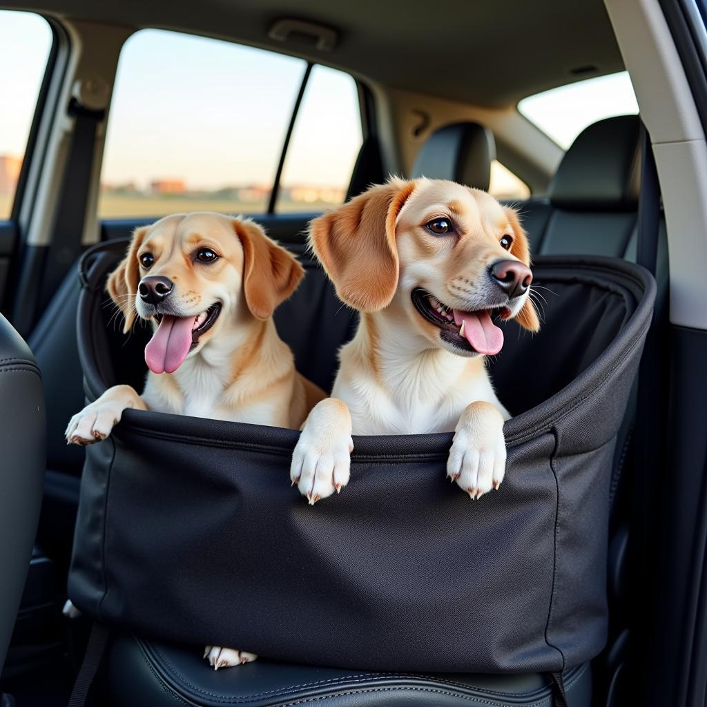 Happy Dogs Enjoying Their Car Seat