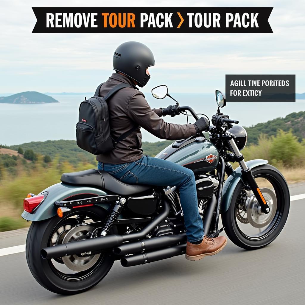 Riding a Harley Davidson with a Detached Tour Pack