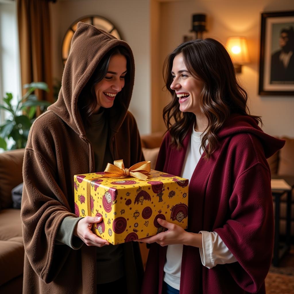 Giving a Harry Potter Hooded Blanket as a Gift