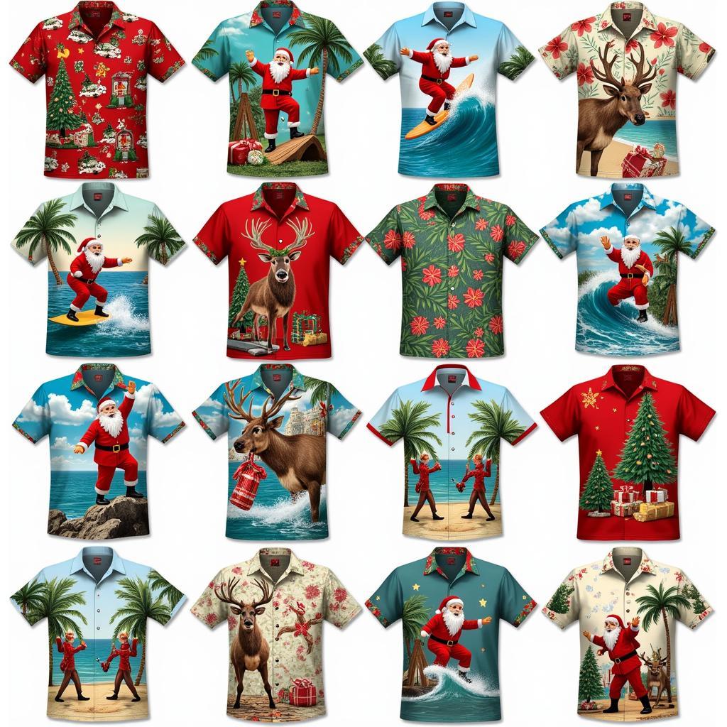 Various Hawaiian Christmas T-Shirt Designs