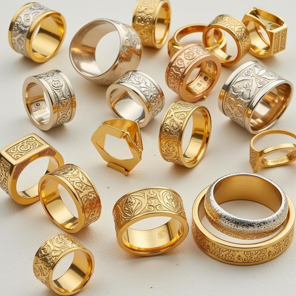 Various styles of Hawaiian gold rings